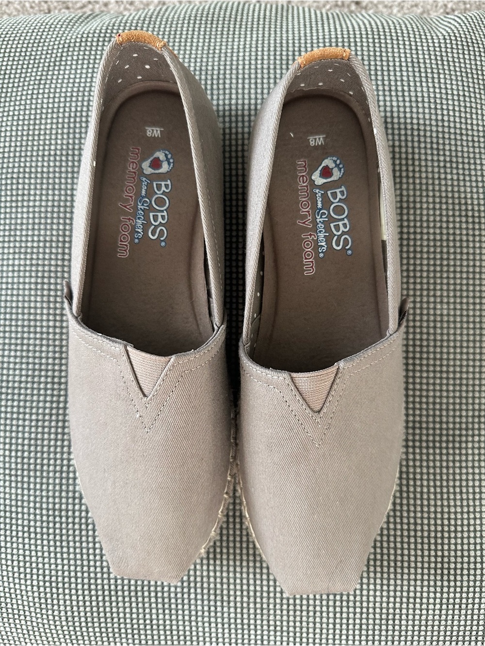 Women's Taupe Slip-On Bobs Memory Foam Shoes from Sketchers